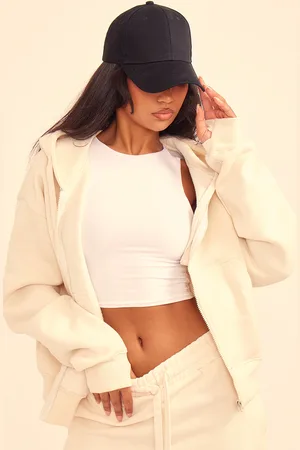 PRETTYLITTLETHING Oversized Hooded Zip Up Sweatshirt