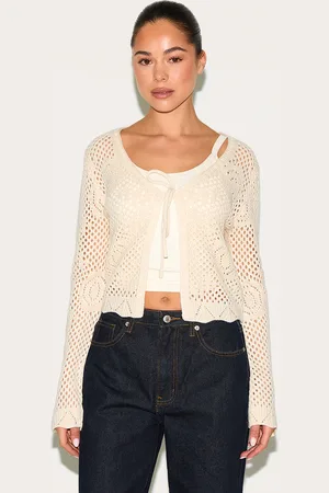 PRETTYLITTLETHING Crochet Tie Front Cardigan