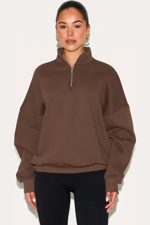 PRETTYLITTLETHING Premium High Neck Quarter Zip Oversized Sweatshirt