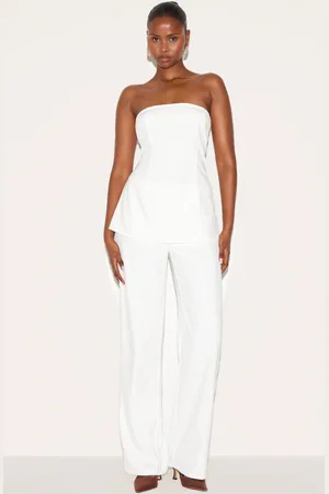 PRETTYLITTLETHING Woven Tailored Longline Bandeau Flared Jumpsuit