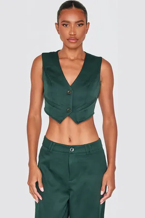 PRETTYLITTLETHING Woven Belted Back Detail Suit Waistcoat Top
