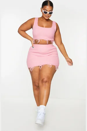 PRETTYLITTLETHING Plus Raw Hem Knit Skirt
