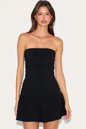 PRETTYLITTLETHING Stretch Woven Bandeau Ruched Shift Dress