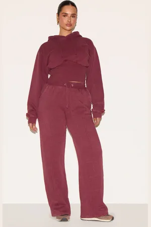 PRETTYLITTLETHING Shape Sweat Seam Detail Wide Leg Track Pants