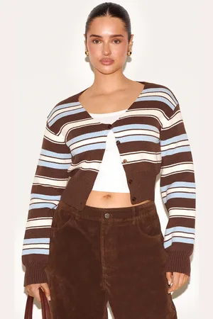 PRETTYLITTLETHING Shape Knitted Stripped Button Front Cardigan