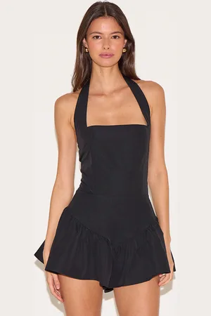 PRETTYLITTLETHING Halter Neck Drop Waist Floaty Playsuit