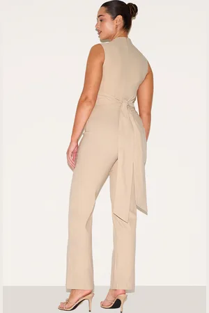 PRETTYLITTLETHING Shape Stretch Woven Tailored High Neck Wide Leg Jumpsuit