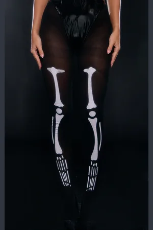 PRETTYLITTLETHING Tights Skeleton Print