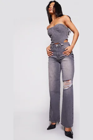 PRETTYLITTLETHING Detachable Bandeau Denim Jumpsuit