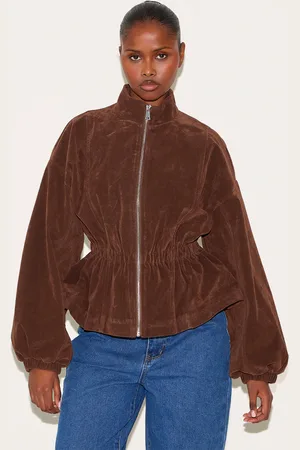 PRETTYLITTLETHING Cinched Waist Faux Suede Jacket