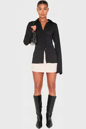 PRETTYLITTLETHING Tailored Woven Double Waistband Mini Skirt