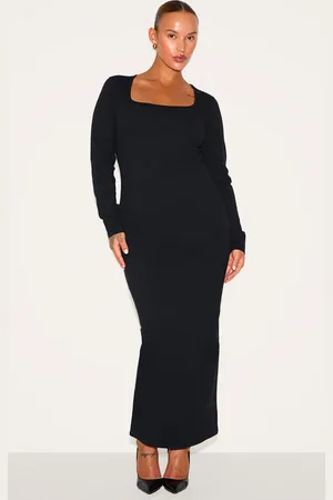 PRETTYLITTLETHING Plus Contour Sculpt Square Neck Midaxi Dress