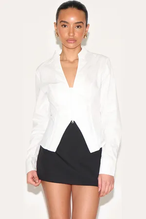 PRETTYLITTLETHING Petite Zip Up Shirt