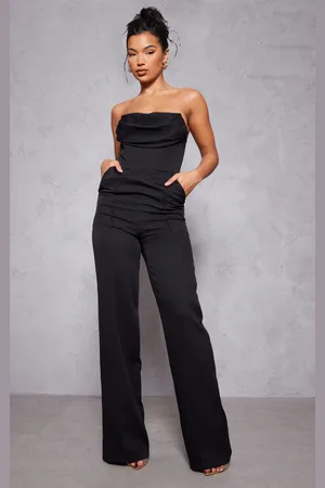 PRETTYLITTLETHING Bandeau Cowl Neck Pocket Detailed Jumpsuit