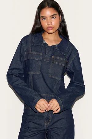 PRETTYLITTLETHING Tall Long Sleeve Denim Rugby Shirt
