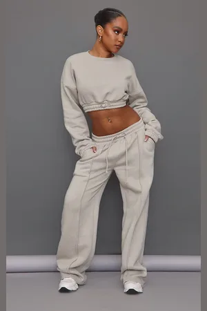 PRETTYLITTLETHING Petite Wide Leg Seam Detailed Track Pants
