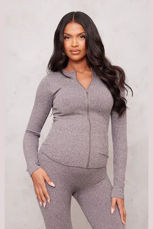 PRETTYLITTLETHING Maternity Contour Rib Zip Up Cardigan