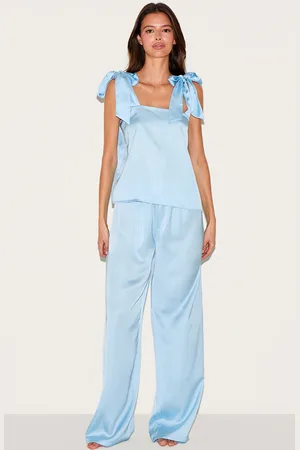 PRETTYLITTLETHING Satin Ribbon Tie Cami Long Pj Set