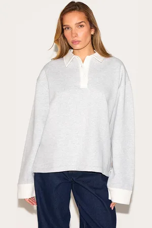 PRETTYLITTLETHING Oversized Polo Sweatshirt
