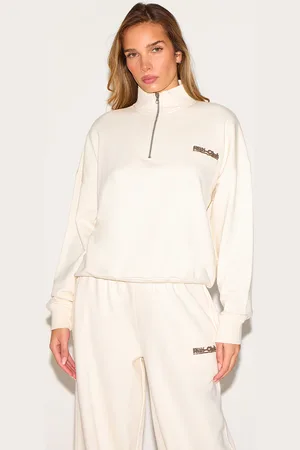 PRETTYLITTLETHING Run Club Puff Print Quarter Zip Sweatshirt