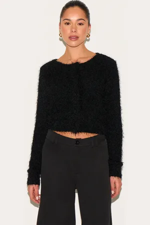 PRETTYLITTLETHING Textured Fluffy Knit Button Up Cardigan