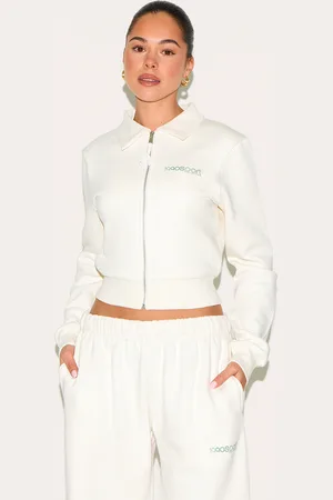 PRETTYLITTLETHING Fitted Zip Through Collar Sweatshirt