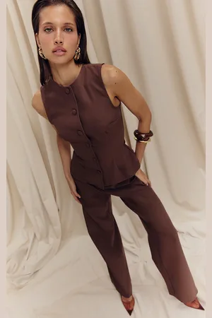 PRETTYLITTLETHING High Neck Waistcoat Straight Leg Jumpsuit