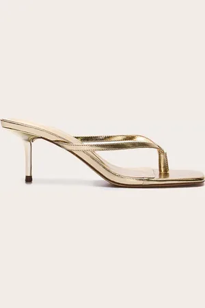PRETTYLITTLETHING Pu Square Toe Thong Mid Stiletto Heeled Mules