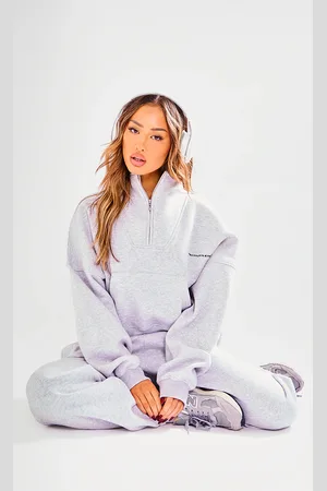 PRETTYLITTLETHING Petite Oversized Half Zip Sweatshirt
