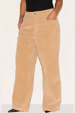 PRETTYLITTLETHING Plus Faux Suede Wide Leg Pants