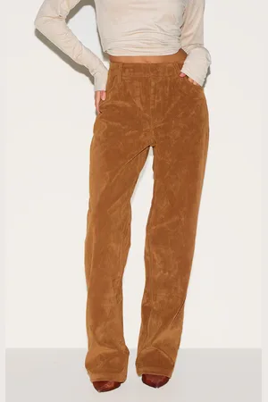 PRETTYLITTLETHING Petite Faux Suede Mid Rise Straight Leg Pants
