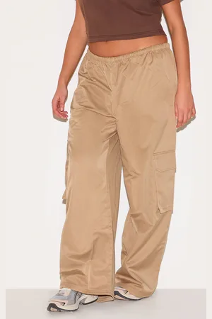 PRETTYLITTLETHING Plus Drawstring Cargo Pocket Detail Straight Leg Pants