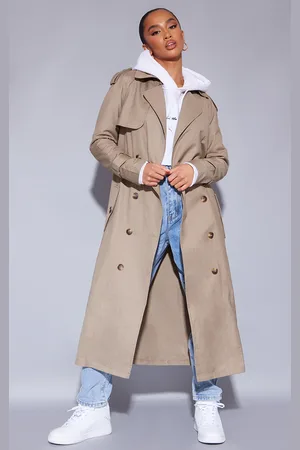 PRETTYLITTLETHING Petite Woven Oversized Trench Coat