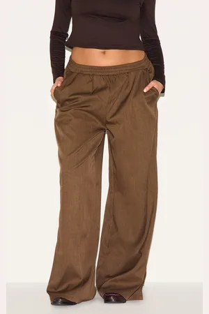 PRETTYLITTLETHING Plus Woven Elasticated Waist Wide Leg Pants