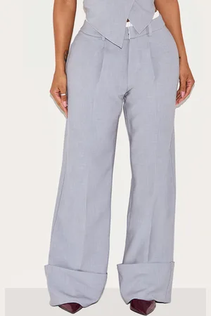PRETTYLITTLETHING Shape Tailored Double Waistband Turn Up Pants