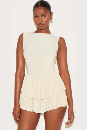 PRETTYLITTLETHING Double Layer Slinky Rara Skort Playsuit