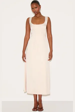 PRETTYLITTLETHING Satin Drop Waist Midi Dress