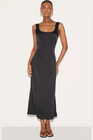 PRETTYLITTLETHING Satin Drop Waist Midi Dress