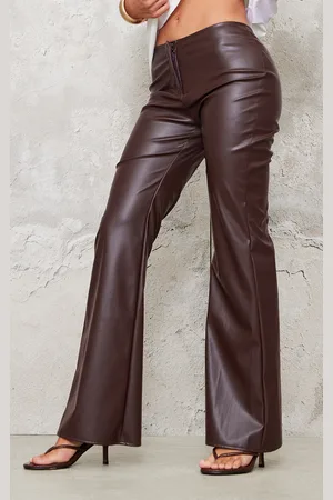 PRETTYLITTLETHING Faux Leather Low Rise Straight Leg Pants