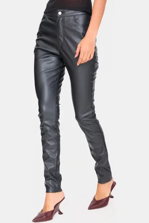 PRETTYLITTLETHING Button Up Faux Leather Skinny Pants