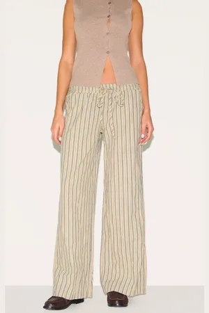 PRETTYLITTLETHING Pinstripe Cotton Low Rise Wide Leg Pants
