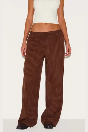 PRETTYLITTLETHING Pinstripe Woven Drawstring Low Rise Relaxed Pants