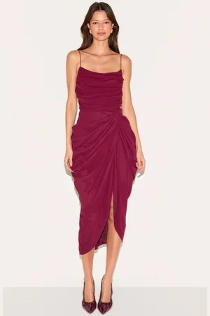 PRETTYLITTLETHING Chiffon Ruched Drape Midi Dress