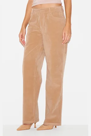 PRETTYLITTLETHING Faux Suede Mid Rise Straight Leg Pants