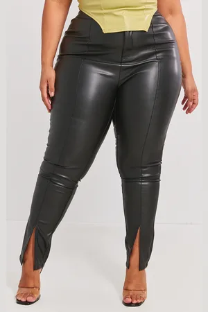 PRETTYLITTLETHING Plus Split Hem Faux Leather Skinny Pants