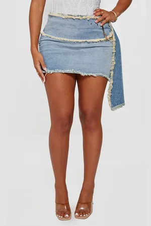 PRETTYLITTLETHING Shape Light Blue Oversized Belt Denim Skirt
