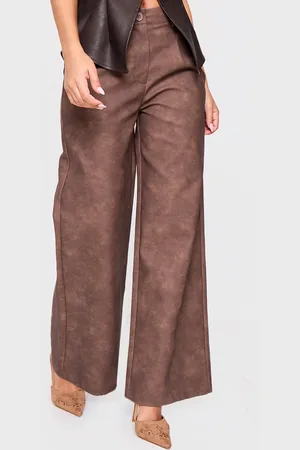 PRETTYLITTLETHING Petite Faux Leather Wide Leg Pants