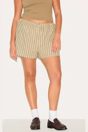 PRETTYLITTLETHING Plus Pinstripe Cotton Floaty Shorts
