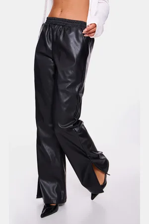 PRETTYLITTLETHING Faux Leather Elasticated Waist Straight Leg Pants