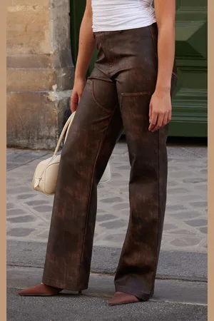 PRETTYLITTLETHING Faux Leather Seam Detail Pants